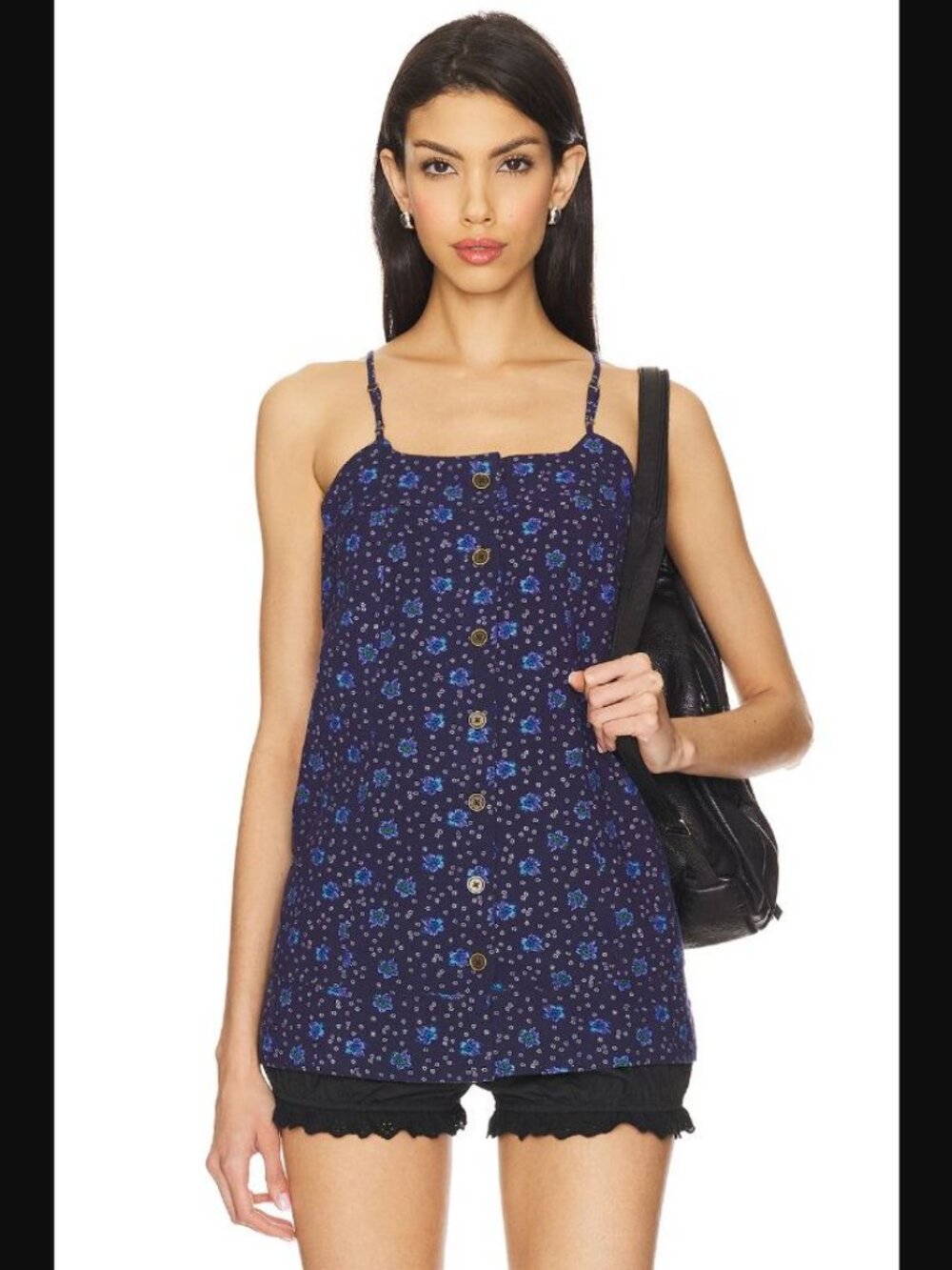 NWT Free People Maddie Printed Tunic Navy XS